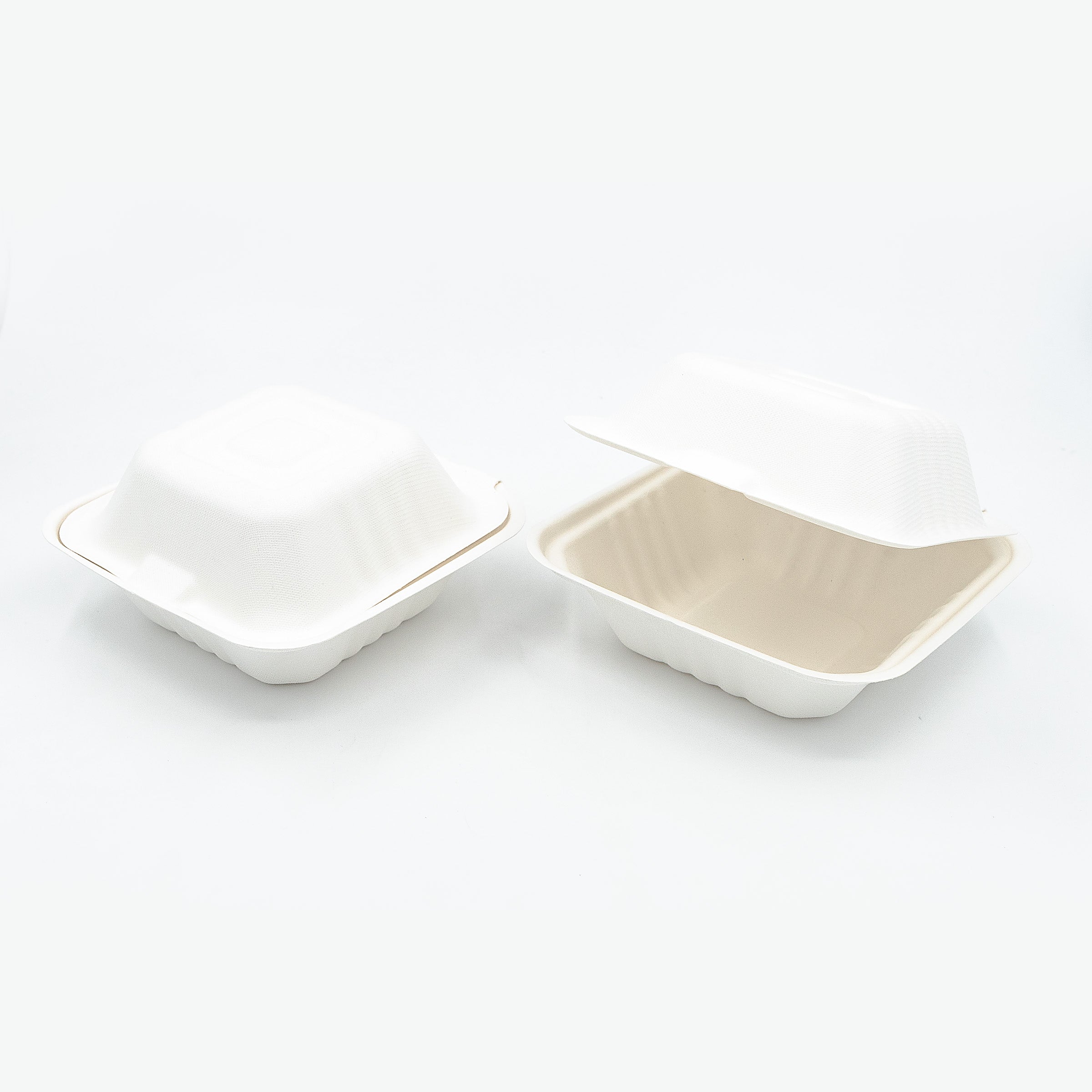 6 x 6 x 3" White Ecocane Clamshell Container