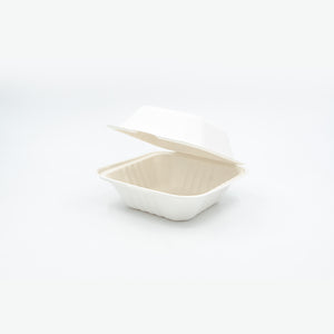 6 x 6 x 3" White Ecocane Clamshell Container