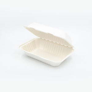 9 x 6 x 3" White Ecocane Clamshell Container